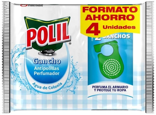 Polil Antipolillas Perfumador Agua de Colonia 4U 2 Ganchos -  Perfuma El Armario y Protege Tu Ropa