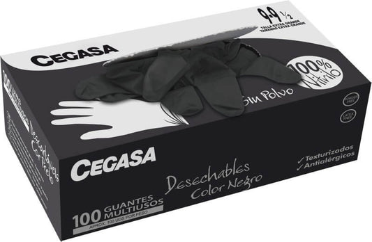 Cegasa Desechables Color Negro Guantes Multiusos SG NG 100U - Protección y Versatilidad al Alcance de Tus Manos