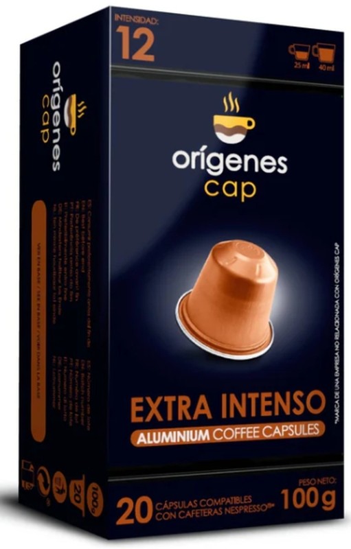 Orígenes Cap Cápsulas de Café Extra Intenso 20U – Sabor Potente y Auténtico para Amantes del Espresso