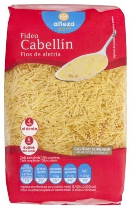 Alteza Fideo Cabellín Fios de Aletría 500G - Textura delicada y fina