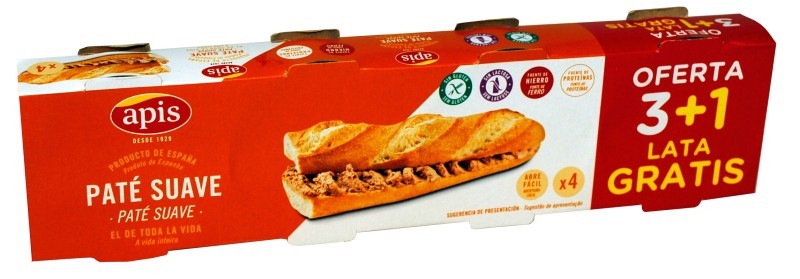 Apis Paté Suave Pack 3 + 1 x 80G