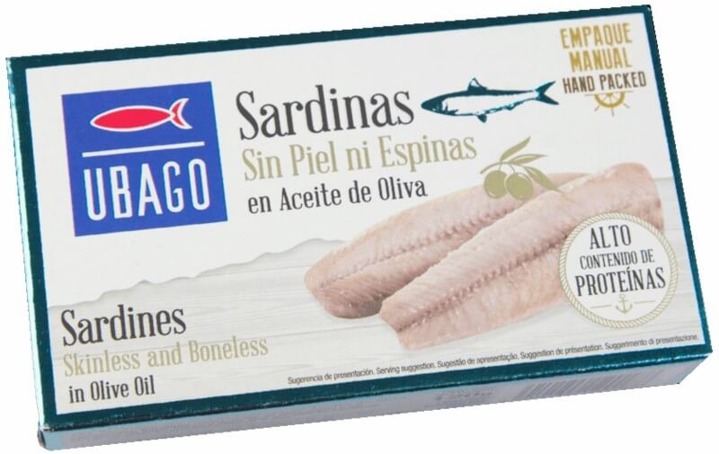 Ubago Sardinas Sin Piel ni Espinas en Aceite de Oliva