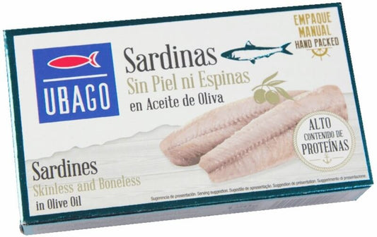 Ubago Sardinas Sin Piel ni Espinas en Aceite de Oliva