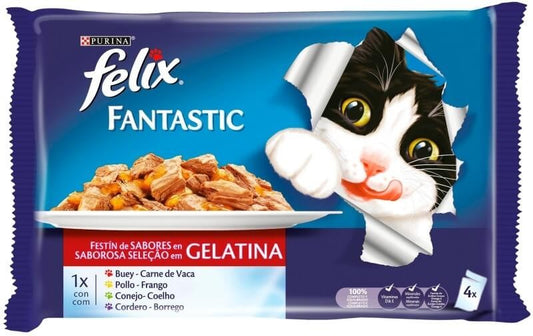 Purina Felix Fantastic Comida Húmeda para Gatos Pack 4 x 85 g