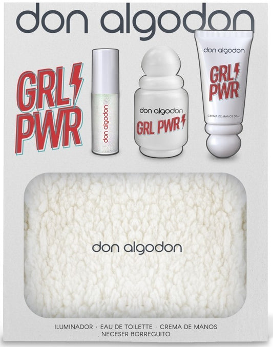 Don Algodon Estuche Girl Power Iluminador + EAU de Toilette + Crema de Manos + Neceser Borreguito