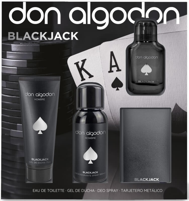 Don Algodon Black Jack Colonia + Gel de Ducha + Deo Spray + Tarjetero Metálico