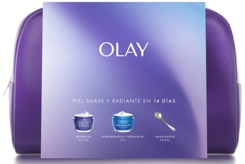 Olay Estuche Retinol 24 Noche + Hyaluronic 24 Vitmain Día + Masajeador Facial - Piel Suave y Radiante en 14 Días