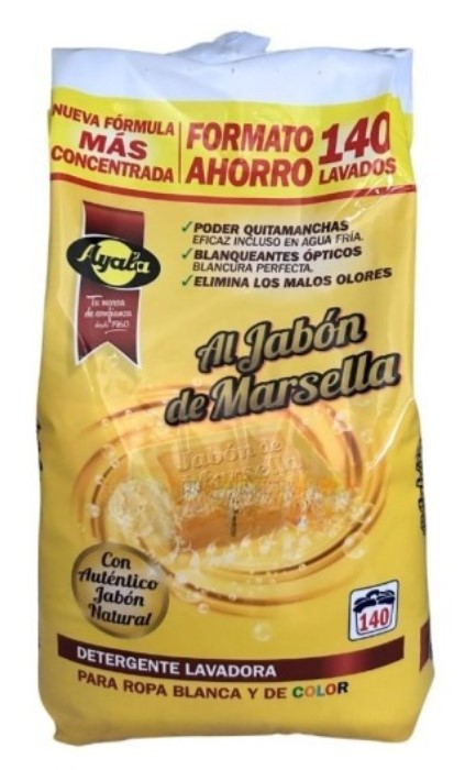 Ayala Detergente Lavadora al Jabón de Marsella 9,8 kg 140D