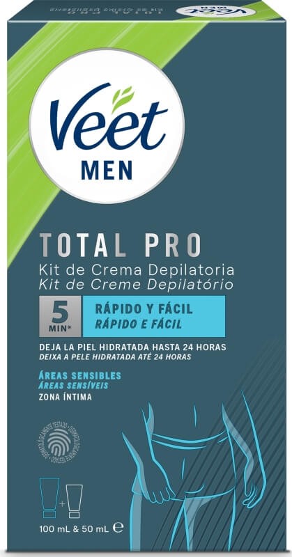 Veet Men Kit Crema Depilatoria Total Pro 150 ml – Depilación Masculina Rápida, Eficaz y para Áreas Sensibles