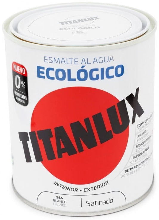 Titanlux Esmalte Al Agua Interior y Experior Blanco Satinado 566 250 Ml