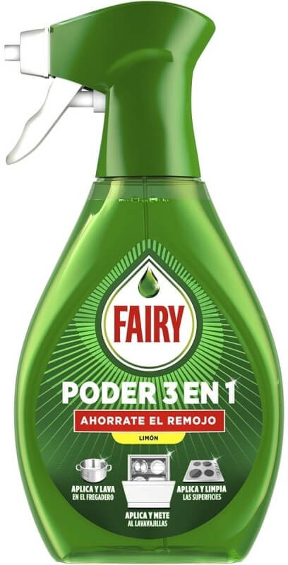 Fairy Spray Desengrasante Poder 3 en 1 Limón 500 ml – Ahorra el Remojo y Simplifica tu Limpieza