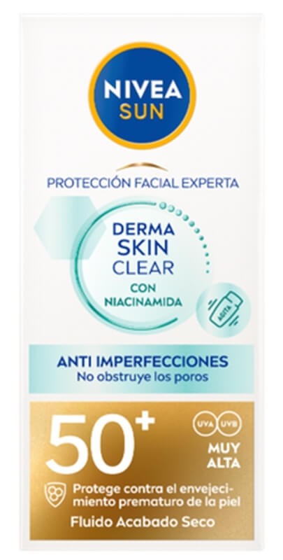 Nivea Sun Protección Facial Experta Derma Skin Clear con Niacinamida Anti Imperfecciones FPS 50