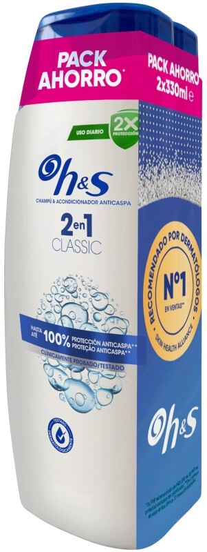 H&S Champú Classic 2 en 1 Pack 2 x 330 Ml