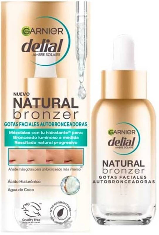 Garnier Delial Natural Bronzer Gotas Faciales Autobronceadoras 30 ml – Bronceado Luminoso y Natural a tu Medida