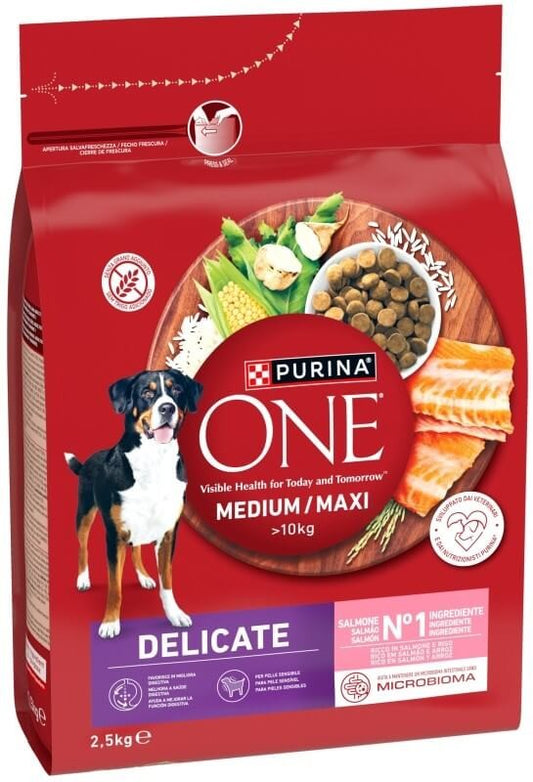 Purina ONE Medium/Maxi Delicate con Salmón 2,5 kg