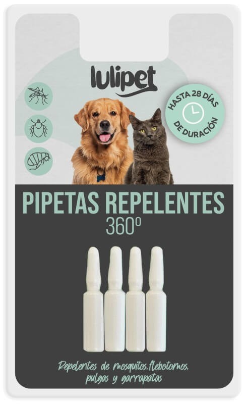 Lulipet Pipetas Repelentes 360º 4U – Protección Total y Natural para Perros y Gatos contra Parásitos
