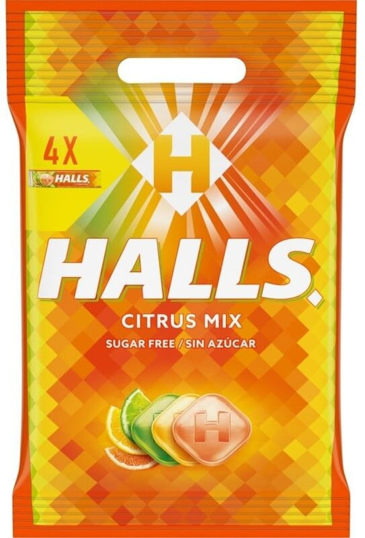 Halls Citrus Mix Caramelo Sin Azúcar Pack 4 Unidades