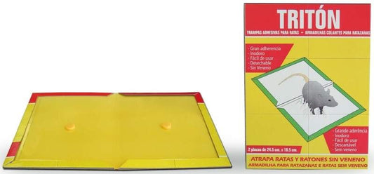 Tritón Trampas Adhesivas para Ratas y Ratones (2 Placas) – Sin Veneno, Alta Eficacia y Fácil Uso