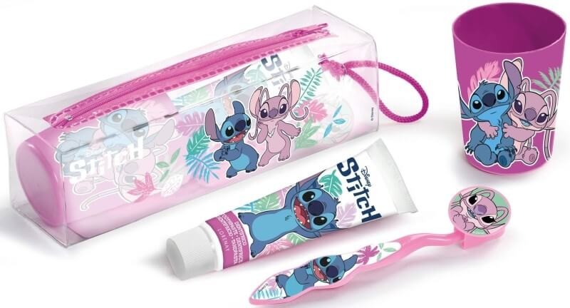 Disney Stich Necesser Cepillo + Pasta + Vaso