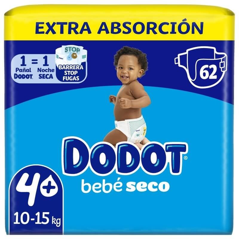 Dodot Pañales Bebé Seco Talla 4+ 62U – Máxima Protección y Confort Para Tu Bebé