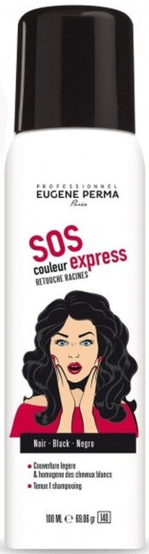 Eugene Perma SOS Retoque Negro - Spray Retoca Raíces Instantáneo para un Cabello Siempre Perfecto