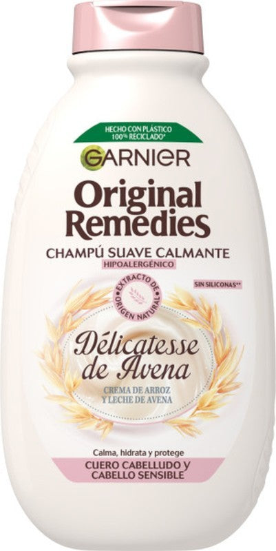 Garnier Champú Suave Calmante Delicatessen Avena 400 ml – Cuida tu Cuero Cabelludo y Cabello Sensible con la Máxima Delicadeza