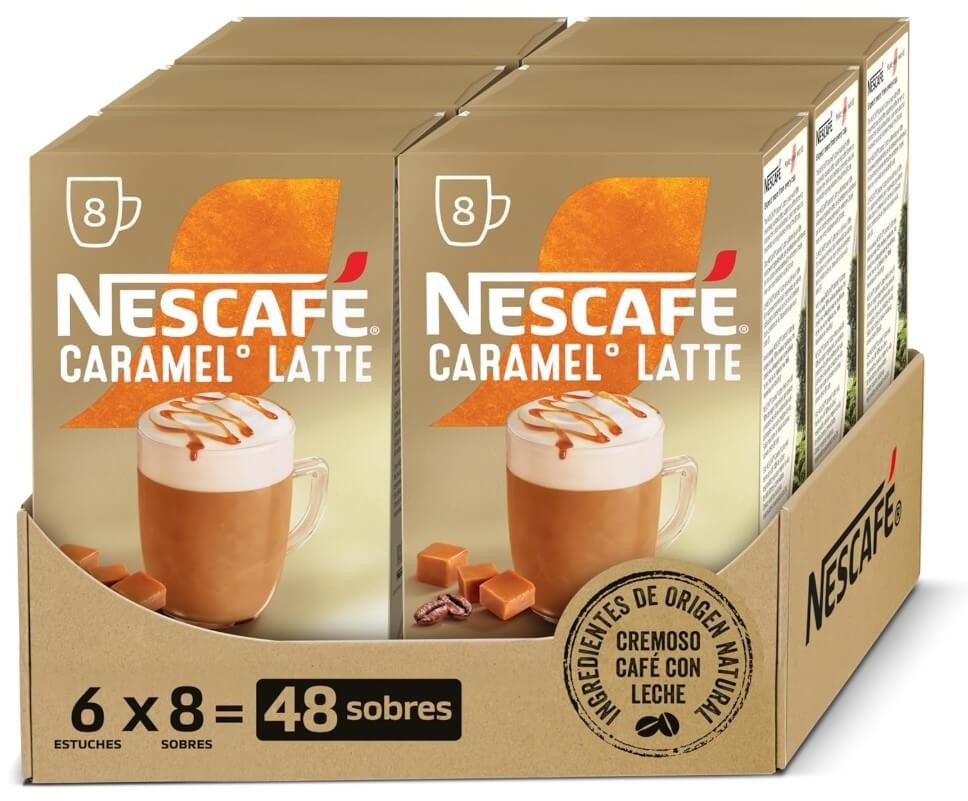 Nescafé Caramel Latte Café Soluble Pack de 6 Total 48 Sobres