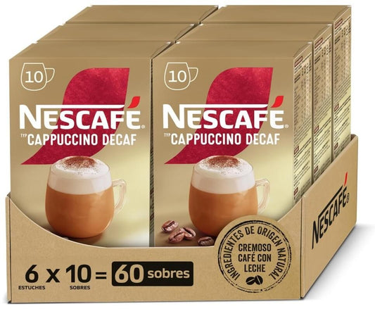 Nescafé Cappuccino Decaf Café Soluble Pack de 6 Total 60 Sobres