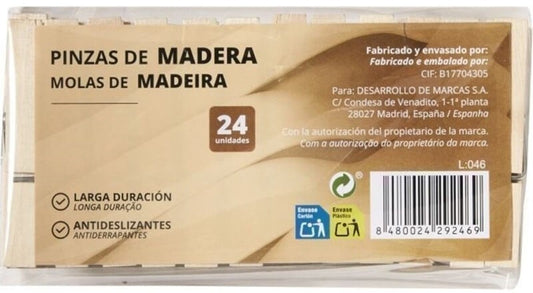 Pinzas de Madera 24 unidades