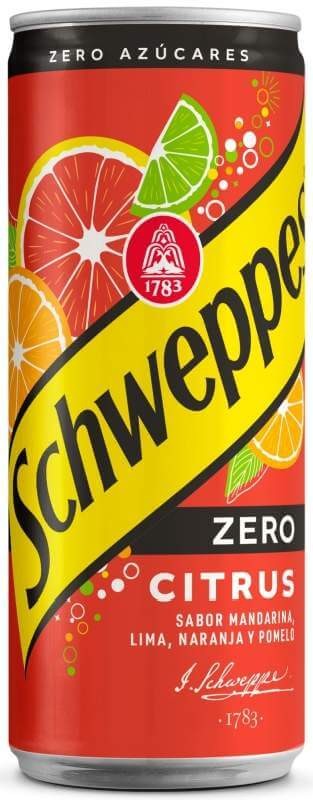 Schweppes Zero Citrus Mandarina, Lima, Naranja y Pomelo Zero Azucares Pack 24 x 330 Ml