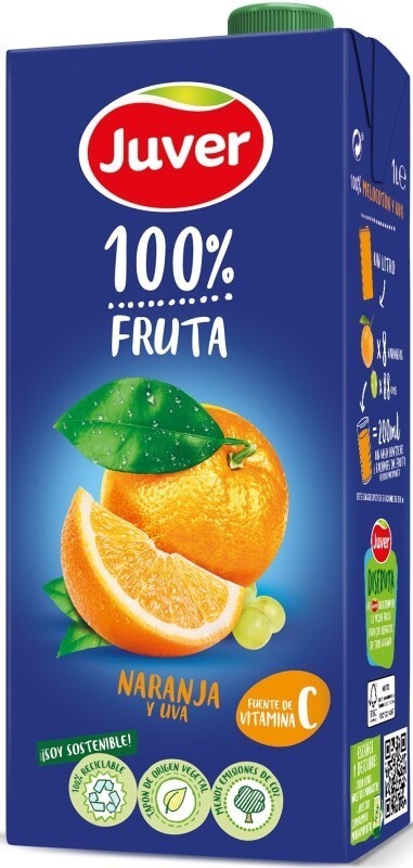 Juver Zumo 100% Fruta Naranja y Uva Pack 6 x 1 L