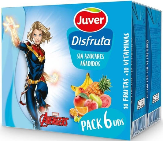 Juver Disfruta Pack 30 x 200 Ml - Sin Azúcares Añadidos 10 Frutas + 10 Vitaminas