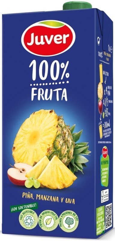 Juver 100% Fruta Piña Manzana y Uva Pack 12 x 1 L