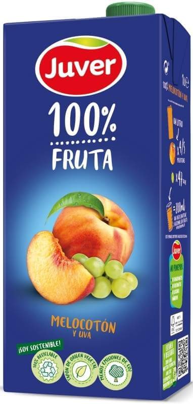 Juver 100% Fruta Melocotón y Uva Pack 12 x 1 L