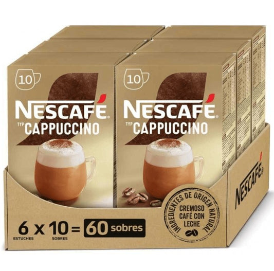 Nescafé Cappuccino Natural Café Soluble Pack de 6 Total 60 Sobres