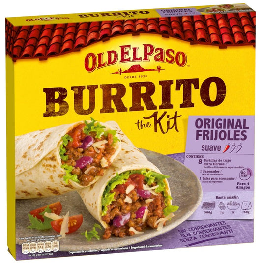 Old El Paso Burrito Kit Original Frijoles Suave 510 g – Prepara Burritos Mexicanos Fáciles en Casa