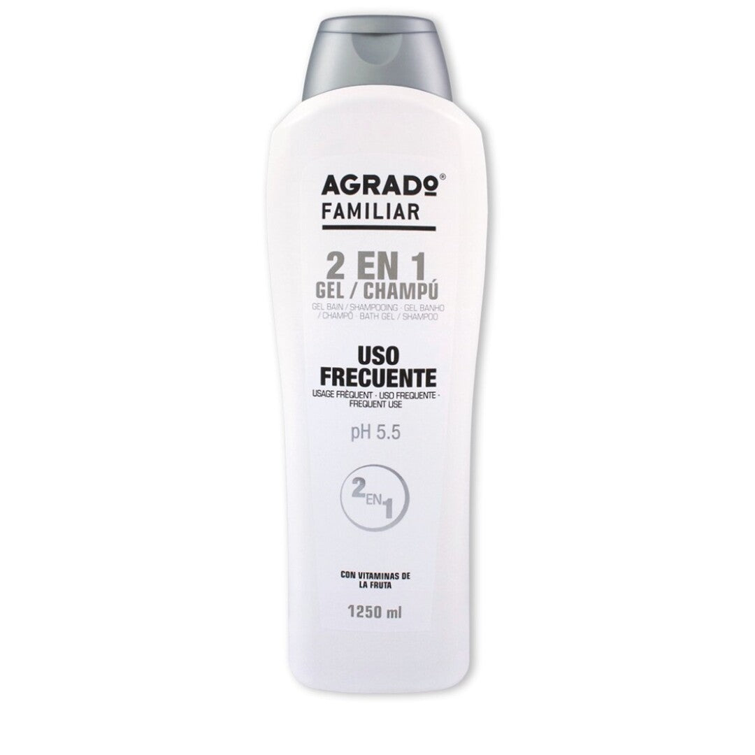 Agrado Gel/Champú Familiar 2 en 1 Uso Frecuente 1250 ml - Cuidado Completo para Toda la Familia