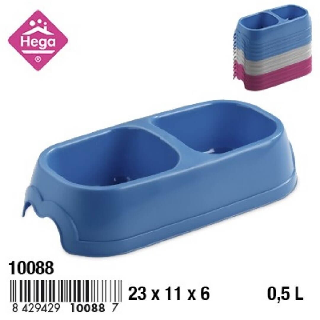 Hega Comedero Mascota Doble 500 ml