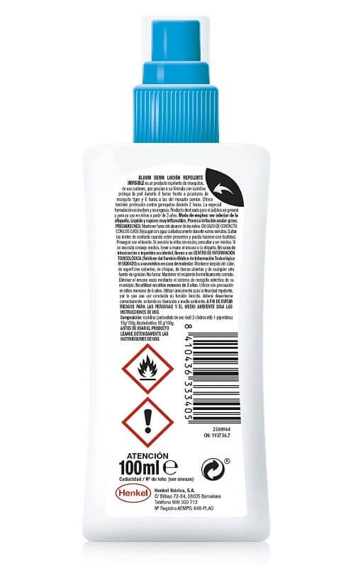 Bloom Derm Repelente Invisible 100 ml – Protección Transparente Contra Mosquitos, Sin Manchas Ni Olor