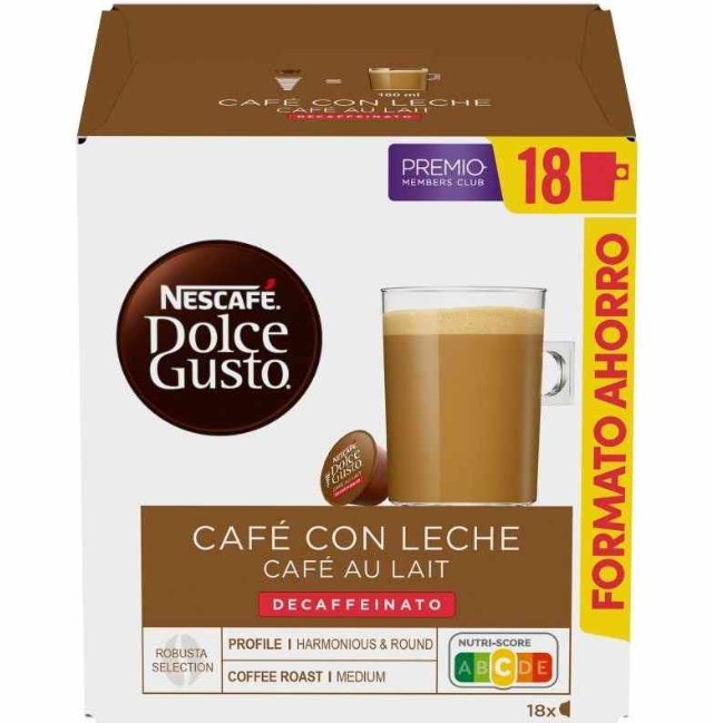 Dolce Gusto Café Descafeinado Con Leche 18 Cápsulas