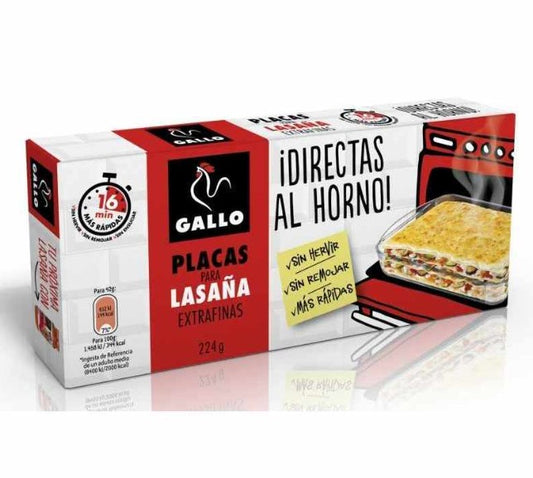 Gallo Placas para Lasaña Extrafinas 224G - Rapidez y Sabor en Cada Capa