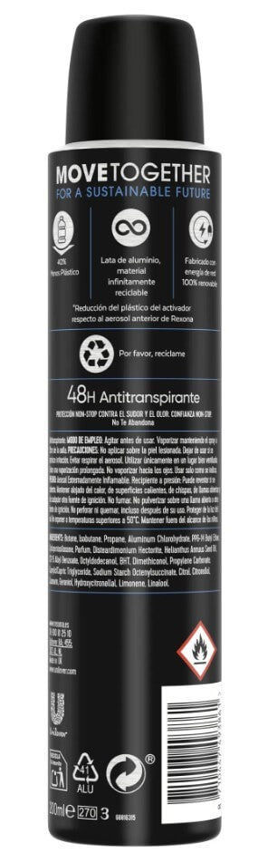 Rexona Men Desodorante Antitranspirante Cobalt Dry 48H Pack de 6 x 200 ml - Protección Extrema y Frescura Garantizada