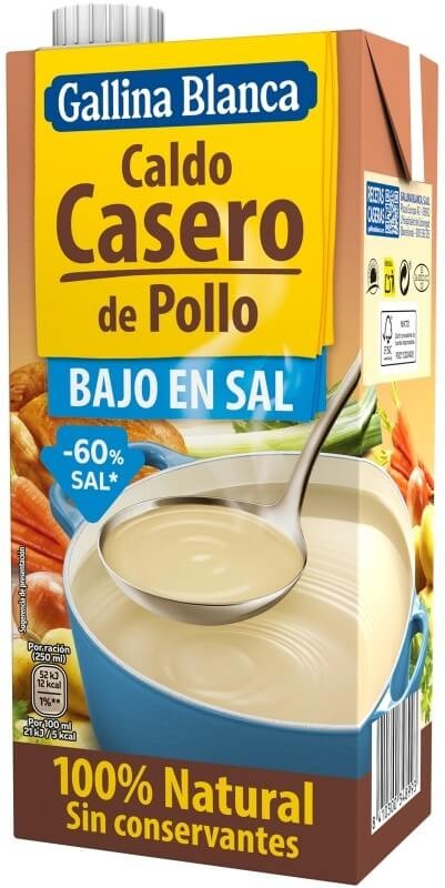 Gallina Blanca Caldo Casero de Pollo Bajo en Sal 1L - Sabor Natural y Saludable