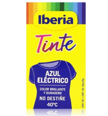 Iberia Tinte para Ropa Azul Eléctrico - Renueva el Color de tus Prendas