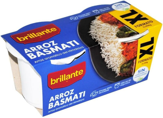 Brillante Arroz Basmati 200g Pack de 2 – El Arroz Aromático del Himalaya Listo en 90 Segundos