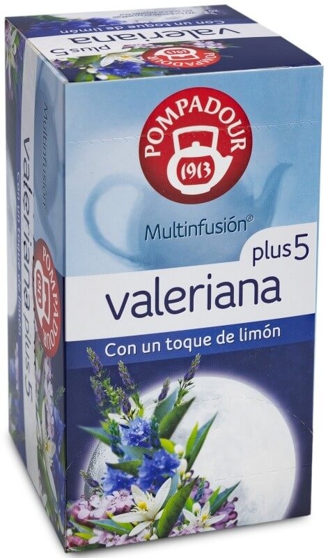Pompadour Multinfusión Valeriana Plus 5 con Limón 20 Sobres - Bienestar y Relajación con un Toque de Frescura