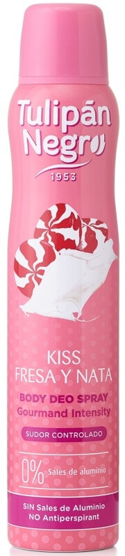 Tulipán Negro Fresa y Nata Desodorante en Spray Corporal 200 ml – Aroma Dulce, Frescor Natural y 0% Aluminio