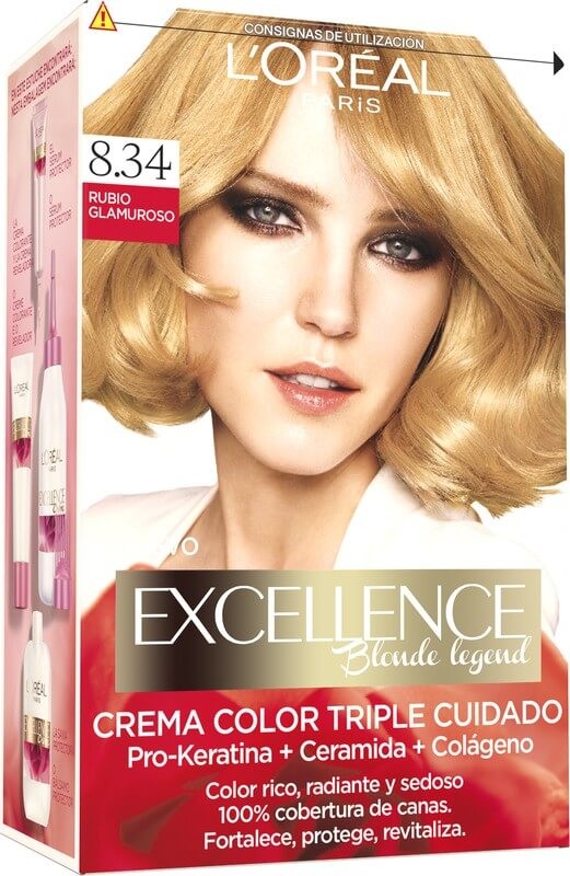 L'Oreal Excellence Creme Tinte 8.34 Rubio Glamuroso