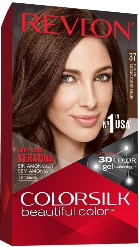 Revlon Colorsilk Tinte de Pelo Castaño Dorado Oscuro Chocolate 37 - Coloración Permanente sin Amoníaco con Keratina
