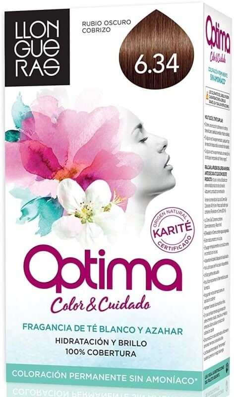 Llongueras Optima Tinte de Pelo Color Rubio Oscuro Cobrizo 6.34